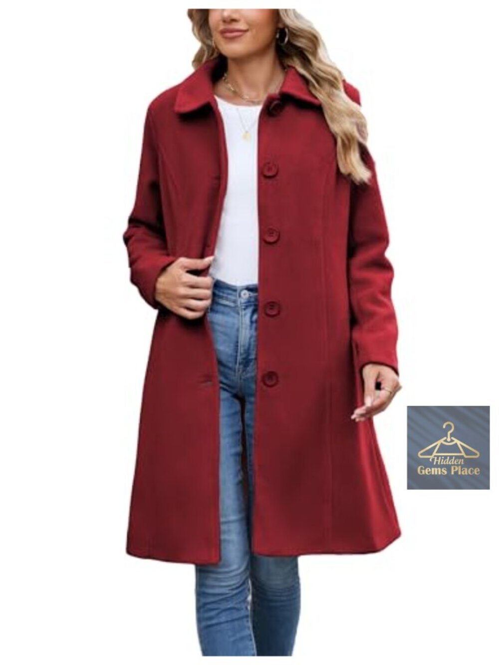 Warm Wool Blend Peacoat for Women - Single Breasted Longline Winter Coat